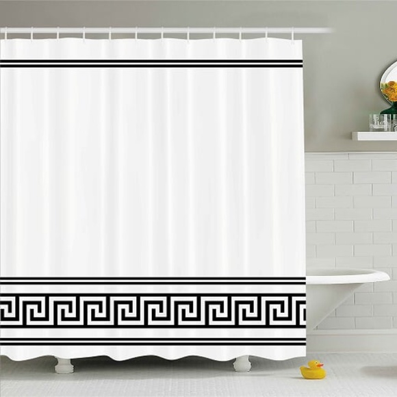 Ambesonne Bath Shower Curtain Greek Key Pattern Border Print